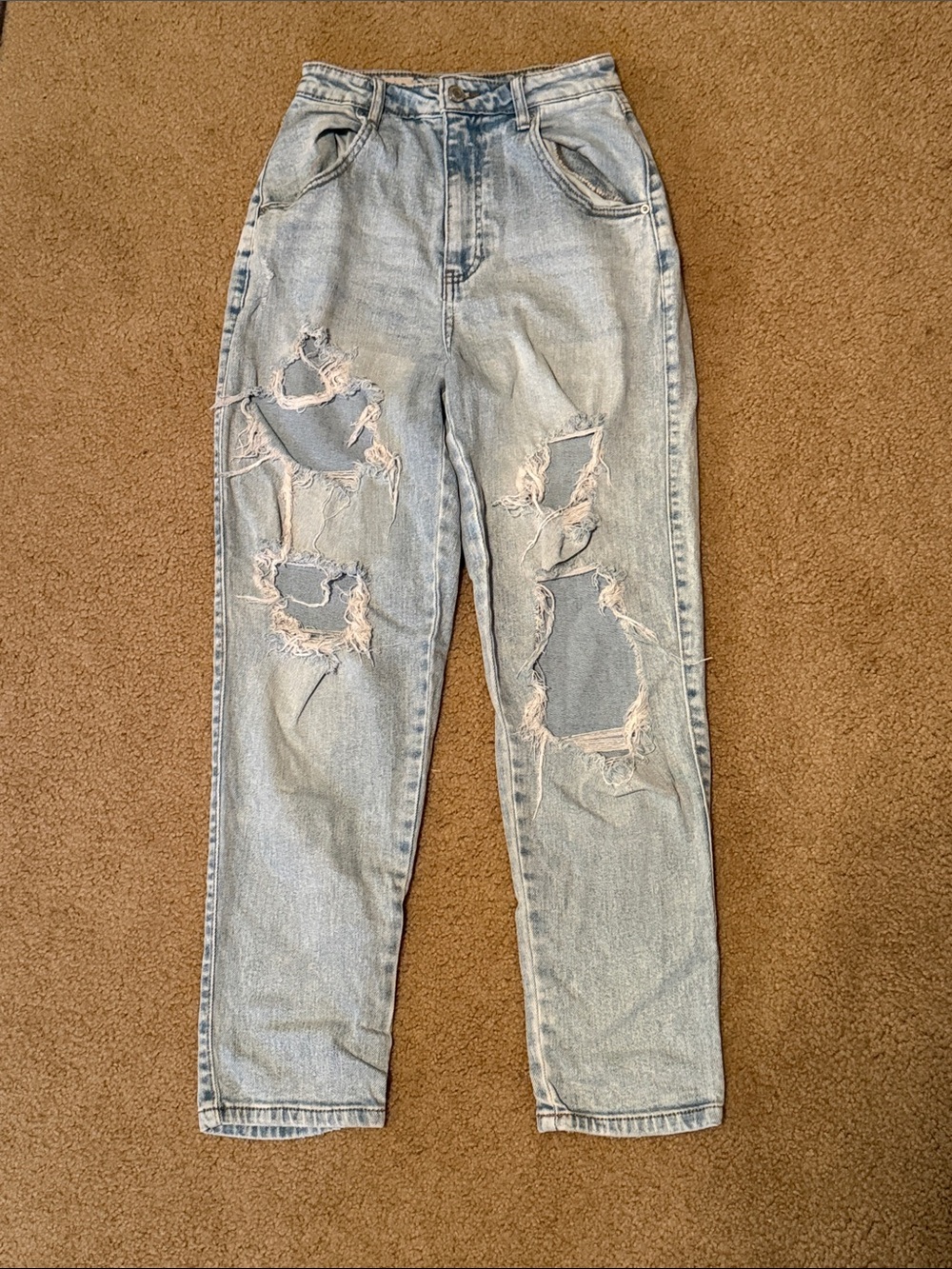Vanilla Star Distressed High-Rise 90s Boyfriend Jeans